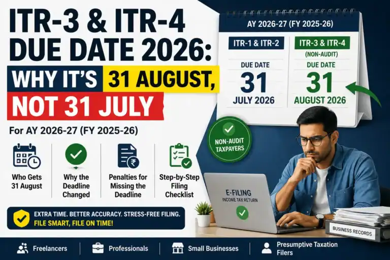 ITR-3 and ITR-4 Due Date 2026 Why Freelancers and Small Businesses Get Until 31 August (Not 31 July)